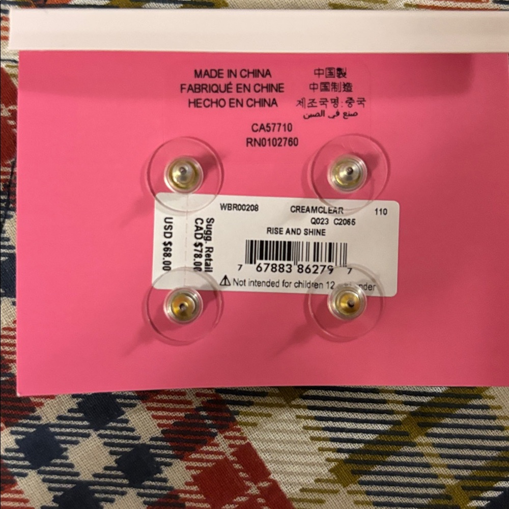 kate spade Gold-Tone Pearl & Crystal Stud Earring Set with Pink Pouch - Picture 3 of 3